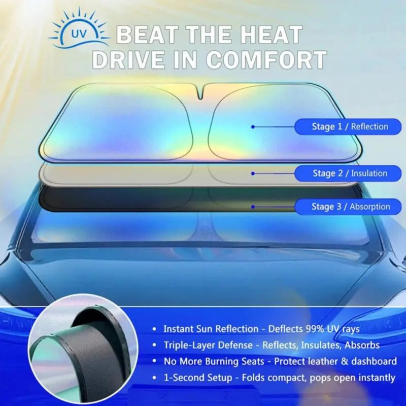 Foldable Car Windshield Sunshade | 99% UV Block | Universal Fit for Cars, SUVs & Trucks